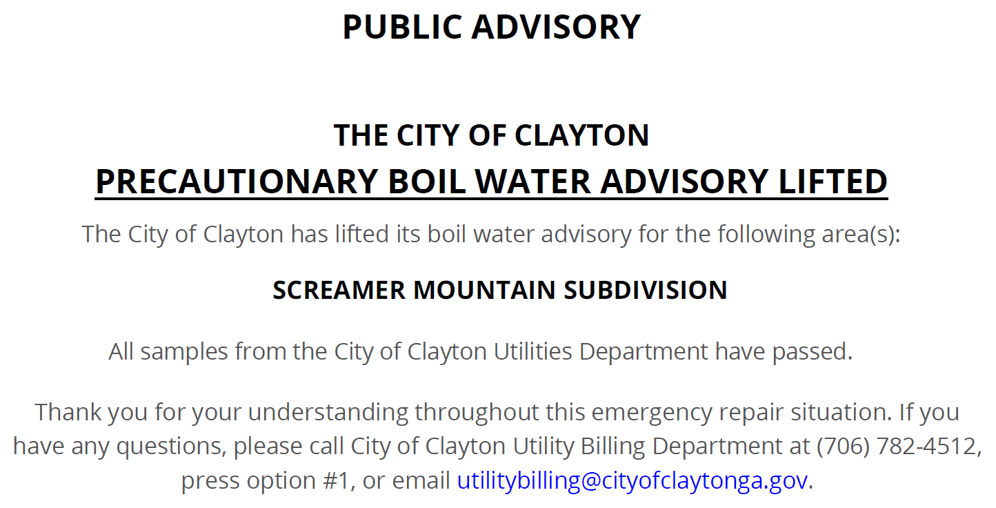Boil Water Advisory Lifted 01/21/22
